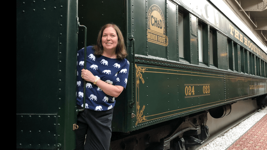 mom being a kid from narnia at the train